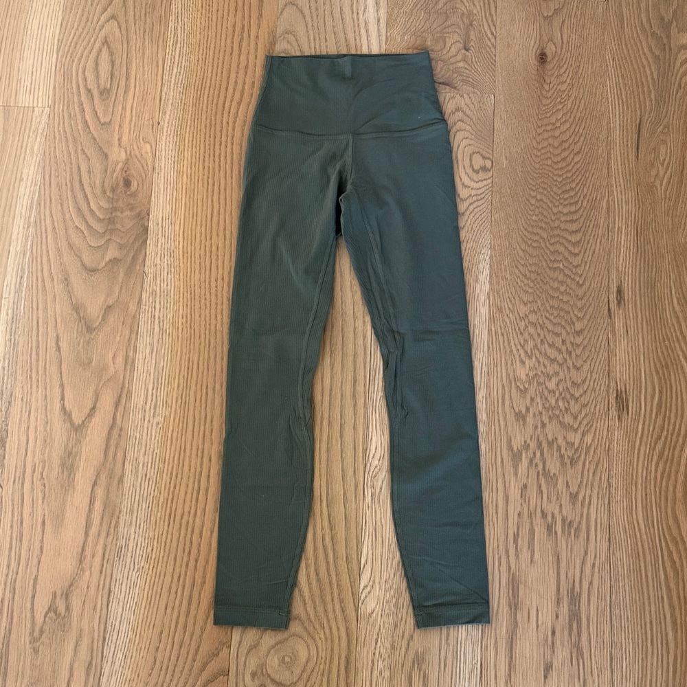Green Twill Ribbed Lululemon Align 23” Leggings size 0
